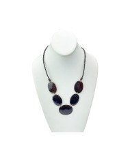 African Handmade Brown Oval Cow Horn Bead Necklace Display