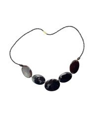 African Handmade Brown Oval Cow Horn Bead Necklace