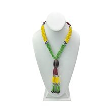 Handmade African Maasai Beaded Necklace Red Yellow Green Tassel