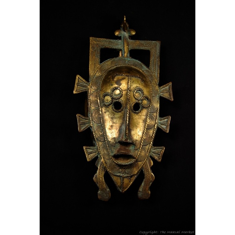 Bronze Senufo Tribal Mask Calao Bird 12"