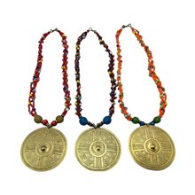 Multi Color Braided Maasai Brass Pendant Necklace