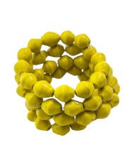 Solid Yellow African Recycled Paper Bead Coil Wrap Bracelet