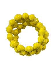 Solid Yellow African Recycled Paper Bead Coil Wrap Bracelet Top