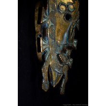 Bronze Senufo Tribal Mask Calao Bird 12"