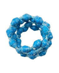 Blue African Recycled Paper Bead Coil Wrap Bracelet Top