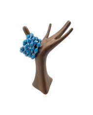 Blue African Recycled Paper Bead Coil Wrap Bracelet Display