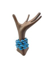 Blue African Recycled Paper Bead Coil Wrap Bracelet Arm