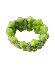 African Handmade Recycled Paper Bead Bracelet Green Angle