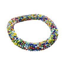 Handmade Multicolor Maasai Bead African Tube Bracelet Flat