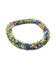 Handmade Multicolor Maasai Bead African Tube Bracelet Flat