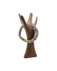 Handmade Multicolor Maasai Bead African Tube Bracelet Display