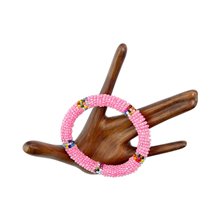 Handmade Pink Maasai Bead African Tube Bracelet Top