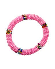 Handmade Pink Maasai Bead African Tube Bracelet