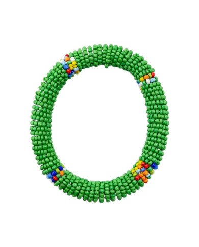 Handmade Green Maasai Bead African Tube Bracelet