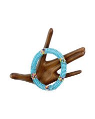 Handmade Iridescent Blue Maasai Bead African Tube Bracelet Top