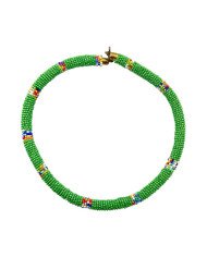 Handmade Green Maasai Bead African Tube Necklace