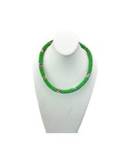 Handmade Green Maasai Bead African Tube Necklace Display