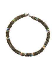 Handmade Gold Maasai Bead African Tube Necklace