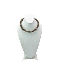 Handmade Gold Maasai Bead African Tube Necklace Bust