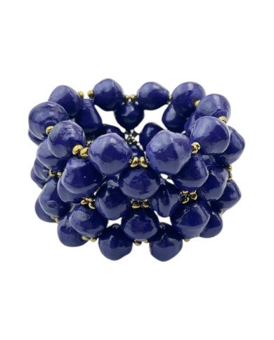 African Handmade Recycled Paper Bead Bracelet Dark Purple Close