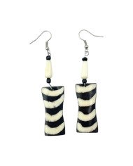 Handmade African Cow Bone Batik Stripes Earrings