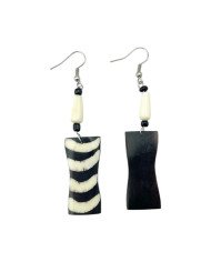 Handmade African Cow Bone Batik Stripes Earrings Back