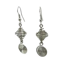 Silver Wire Spiral and Vortex Earrings