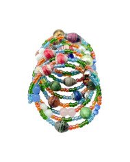 Handmade African Coiled Wire Wrap Mixed Bead Bracelet Close