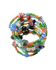 Handmade African Coiled Wire Wrap Mixed Bead Bracelet Top