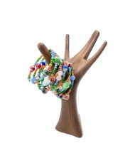 Unique Handmade African Coiled Wire Wrap Mixed Bead Bracelet