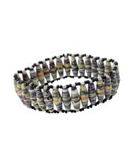 Handmade African Elastic Multi Recycled Paper Bead Bracelet