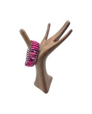 Handmade African Elastic Pink Recycled Paper Bead Bracelet Display