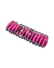 Handmade African Elastic Pink Recycled Paper Bead Bracelet Flat