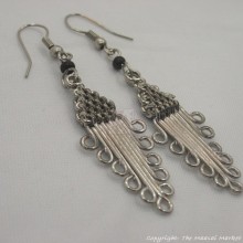 Silver Wire Maasai Bead Arrow Head Earrings