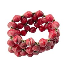 African Handmade Recycled Paper Bead Bracelet Red Angle