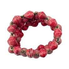 African Handmade Recycled Paper Bead Bracelet Red Top