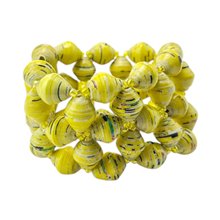 Recycled Yellow Paper Bead Elastic Bracelet