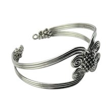 African Handmade Silver Coil Weave Bracelet Bangle Angle