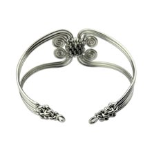 African Handmade Silver Coil Weave Bracelet Bangle Back