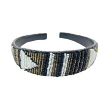 Maasai Bead Leather Headband White Arrow