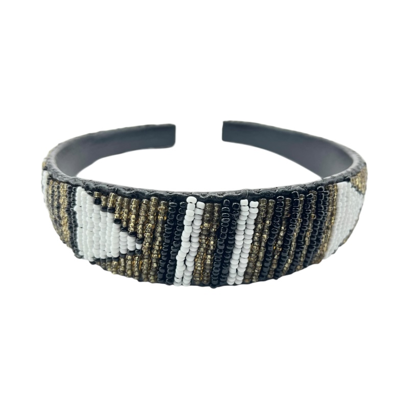 Maasai Bead Leather Headband White Arrow Maasai Bead Leather Headband White Arrow