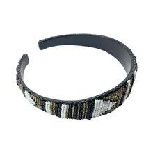 Maasai Bead Leather Headband White Arrow Front