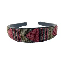 Maasai Bead Leather Headband Red Arrow