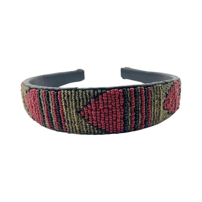 Maasai Bead Leather Headband Red Arrow Maasai Bead Leather Headband Red Arrow