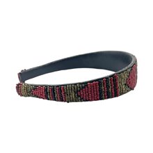 Maasai Bead Leather Headband Red Arrow Side