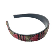 Maasai Bead Leather Headband Red Arrow Angle