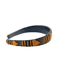 Maasai Bead Leather Headband Orange Arrow Side