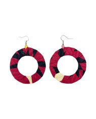 Handmade African Red Kitenge Hoop Earrings