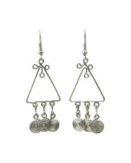 Handmade African Silver Wire Triangle Dangling Spiral Earrings