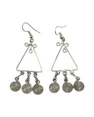 Handmade African Silver Wire Triangle Dangle Spiral Earrings